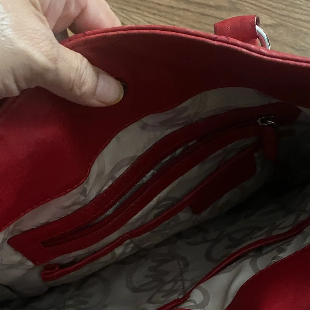 Michael Kors Quilted Red Leather Satchel with Chain Strap